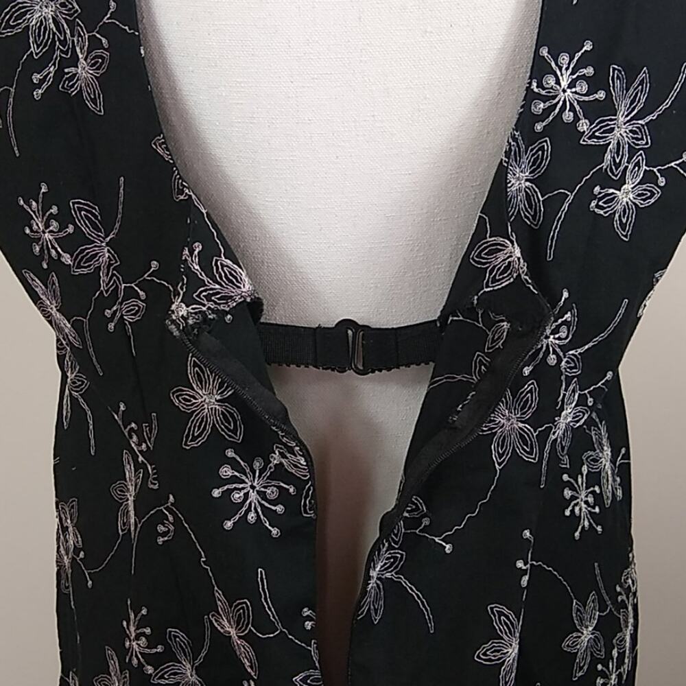 Barbara Lesser Floral Embroidered Sheath Dress Lg - Picture 6 of 9